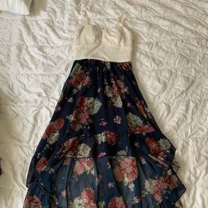 Floral Cream Lace Cocktail Dress
